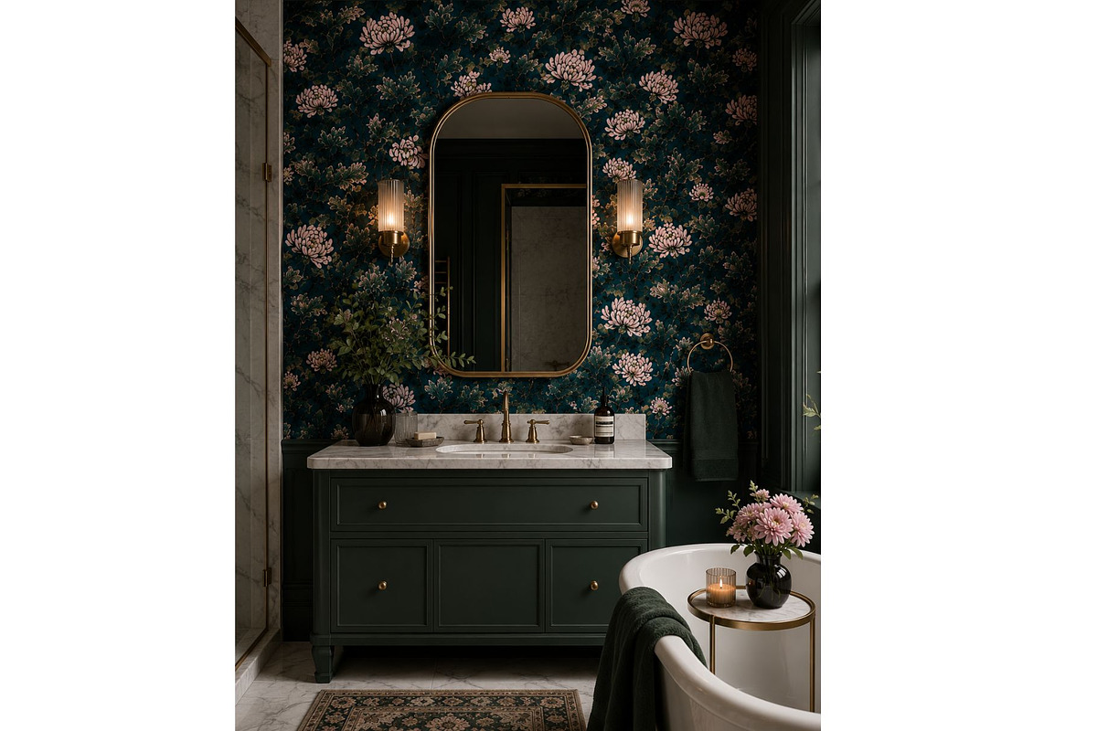 Velvet Emerald Chrysanthemum Pattern, a Pattern Graphic by MouseGrey (Photo 5 of 7)