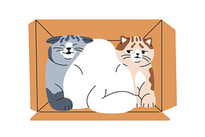 Cute, Funny, Comic Cats. Cartoon Set