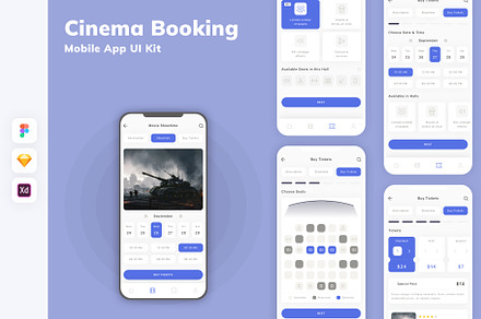 Cinema Booking Mobile App UI Kit, an UI Kit Template by uicube