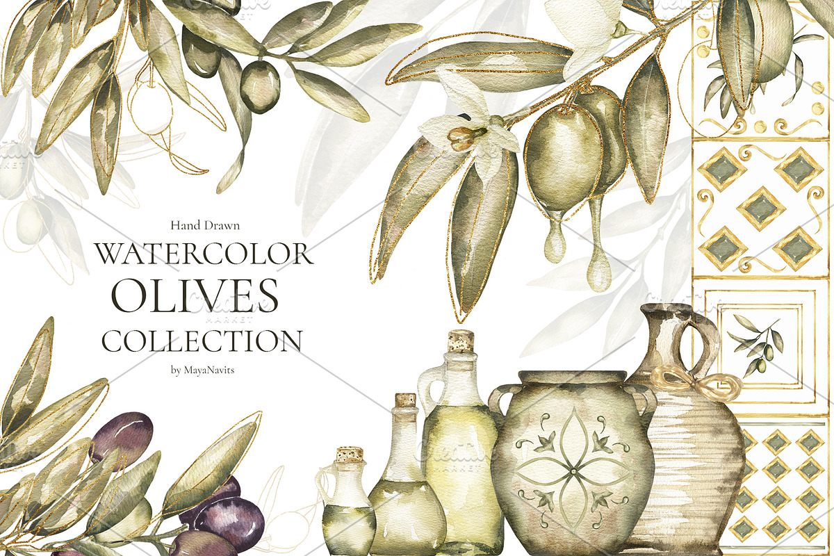 Watercolor Olives collection, a Graphic by MayaNavits (Photo 1 of 25)