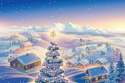 Festive Christmas landscape, a Decorative Illustration by Countryside life (Thumbnail 8 of 10)