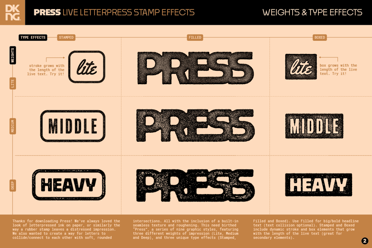 Press: Live Letterpress Stamp Effect, a Layer Style Add-On by DKNG Studios (Photo 2 of 4)