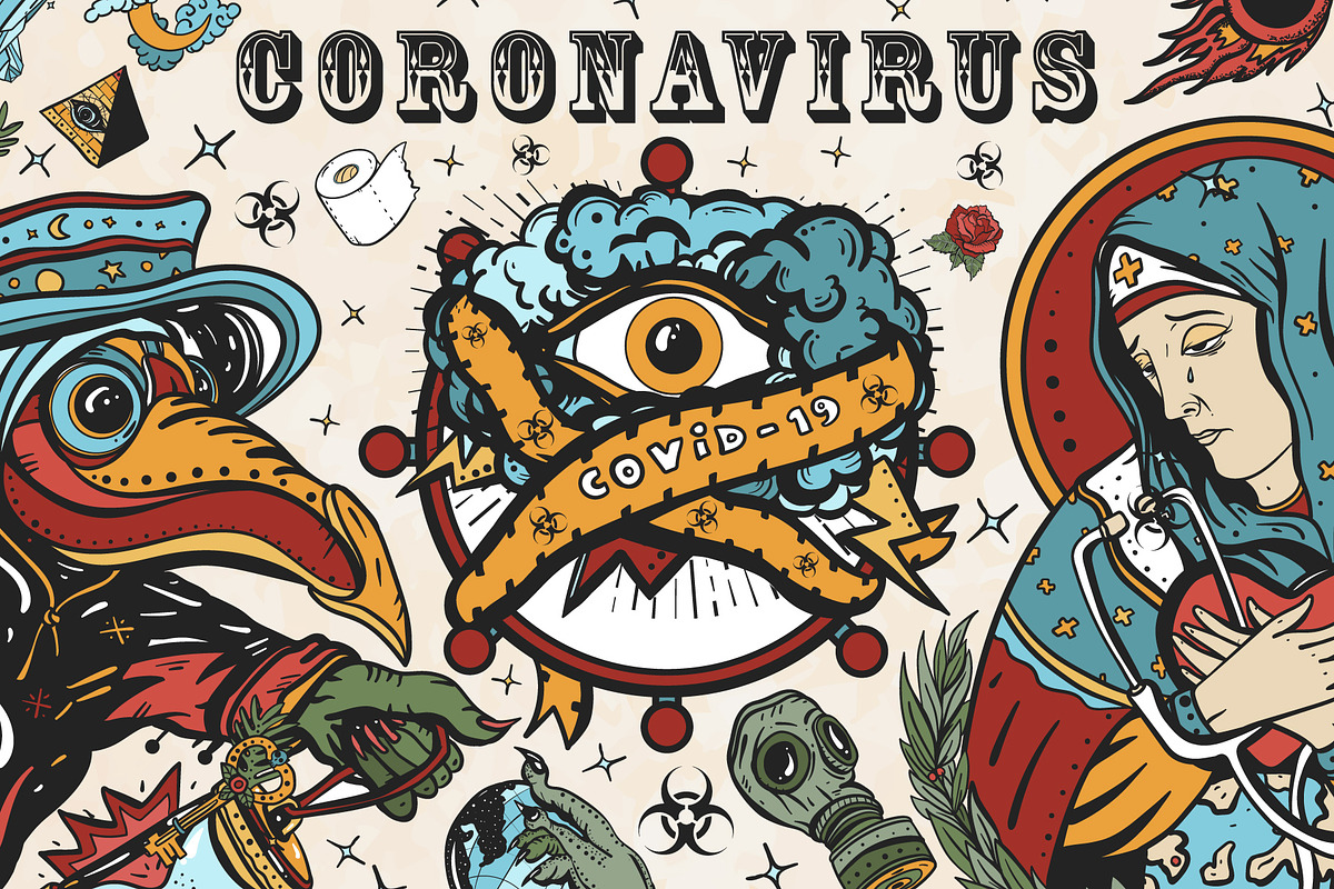 Coronavirus old school tattoo, a Background Graphic by intueri (Photo 1 of 7)