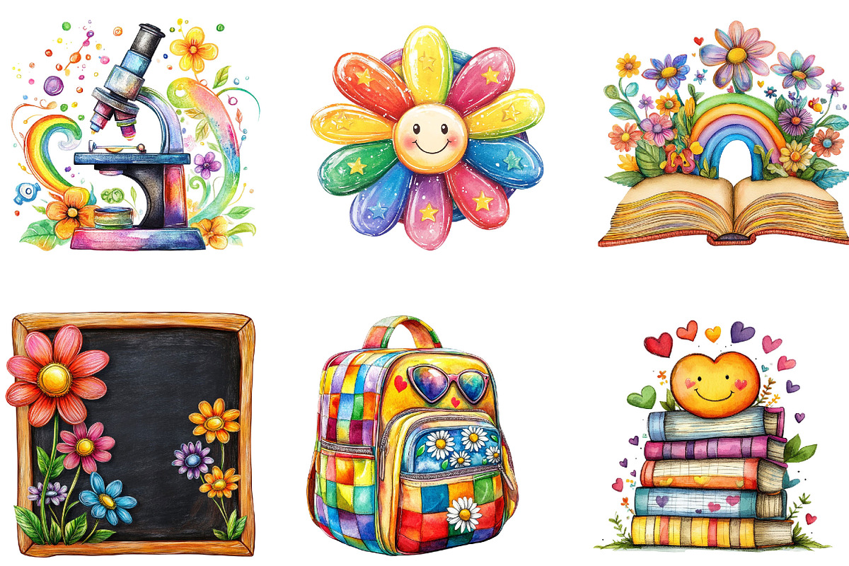 School Clipart Back to School Png, a Seasonal Illustration by Designking (Photo 5 of 5)