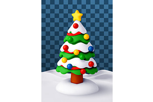 Stylized 3D christmas tree covered, an Object Illustration by Abscent