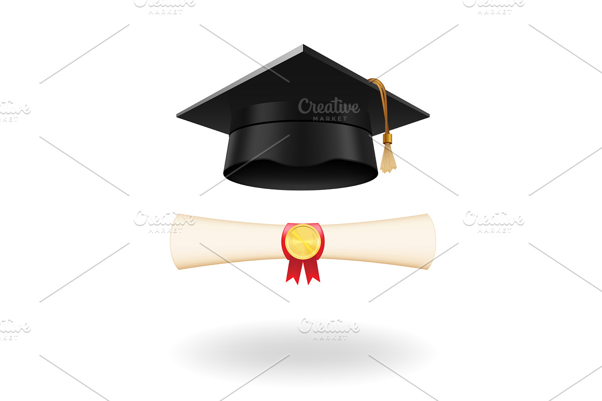 Graduation cap and rolled, an Object Illustration by Things for designers