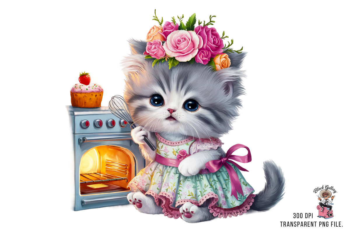 Cooking Cat Clipart PNG Bundle, a Graphic by Clipart Bloom (Photo 5 of 12)