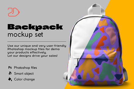Backpack Mockup Set, a Wearable Device Mockup by 2dsight
