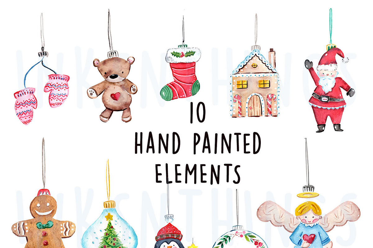 Watercolor Christmas Ornaments, an Animal Illustration by Inksnthings (Photo 2 of 4)