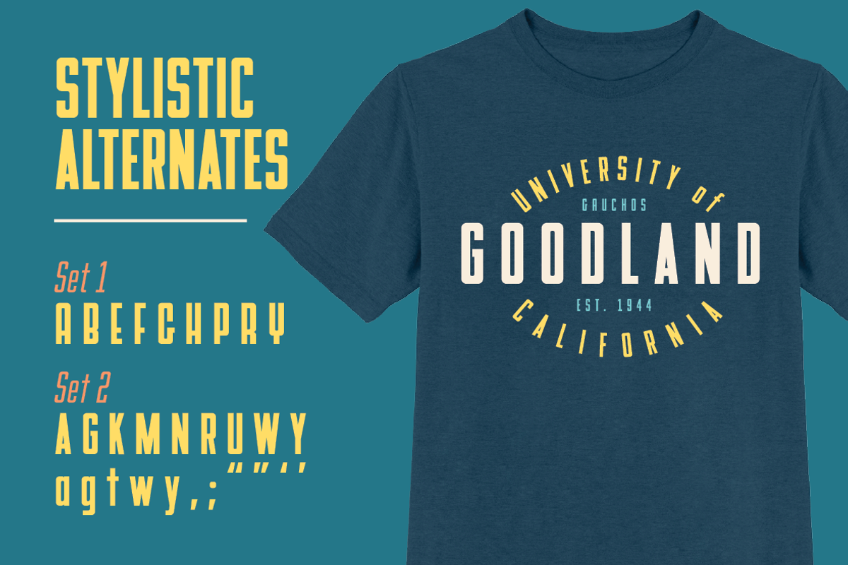 Goodland Compressed Text retro font, a Sans Serif Font by Swell Type (Photo 6 of 6)