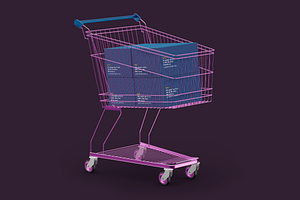 Shopping Cart With Boxes Mockup