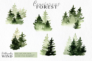 Forest Landscape Clipart Watercolor