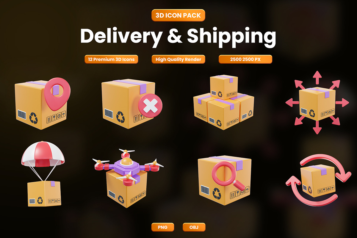 Delivery & Shipping 3D Icon Pack, an Object Graphic by Artnivora.Std (Photo 1 of 4)
