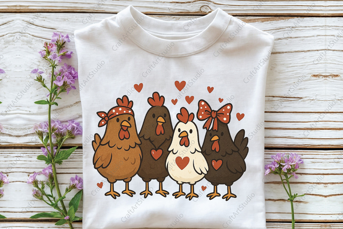 Cute Valentine Chicken Sublimation, an Illustration by CraftArtStudio (Photo 3 of 4)