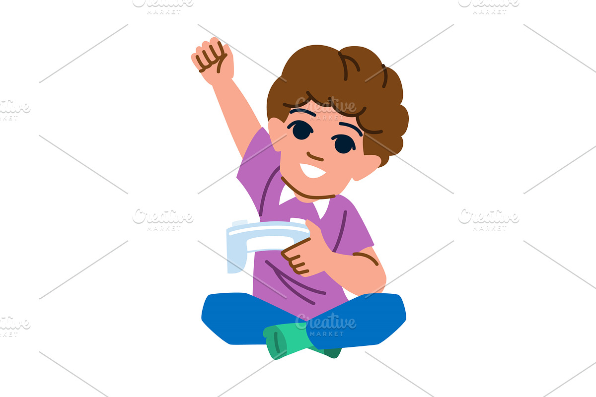 Happy child playing videogames, a Technology Illustration by pikepicture
