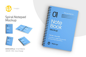 Spiral Notepad Mockup Set, a Books & Magazine Mockup by Country4k