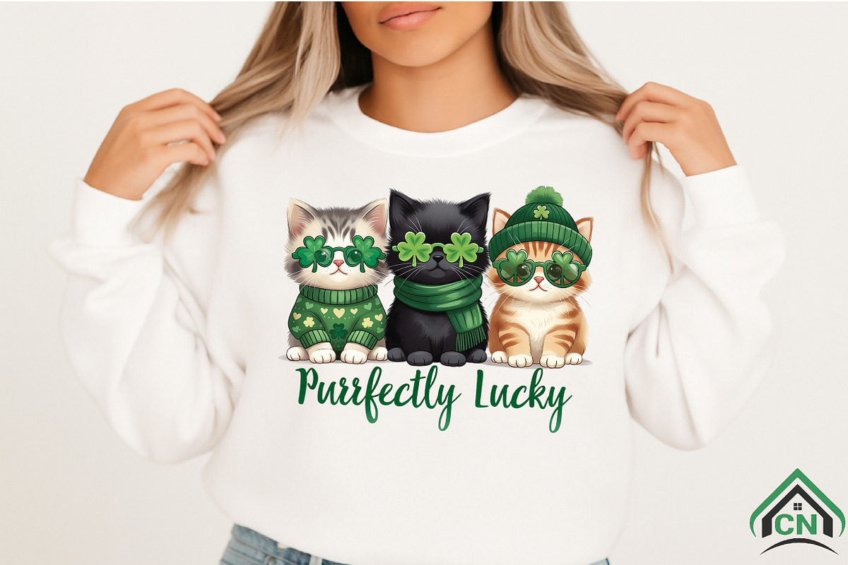 St Patrick Lucky Cats PNG Design, an Illustration by Craft Nest (Photo 2 of 4)