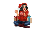 Christmas Pin-up girl, a Decorative Illustration by Ira Cvetnaya (Thumbnail 4 of 6)
