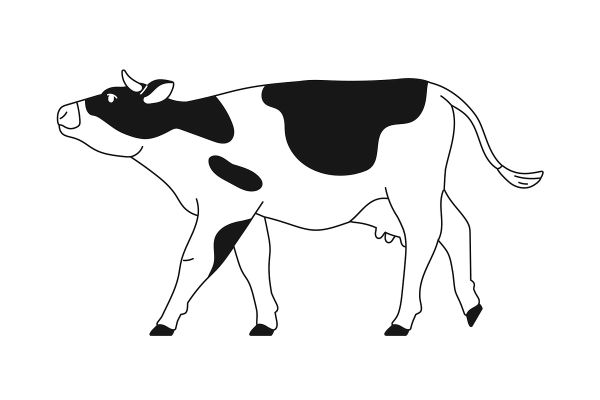 Dairy milk cows & calf, line art set, an Animal Illustration by Good Studio (Photo 4 of 7)