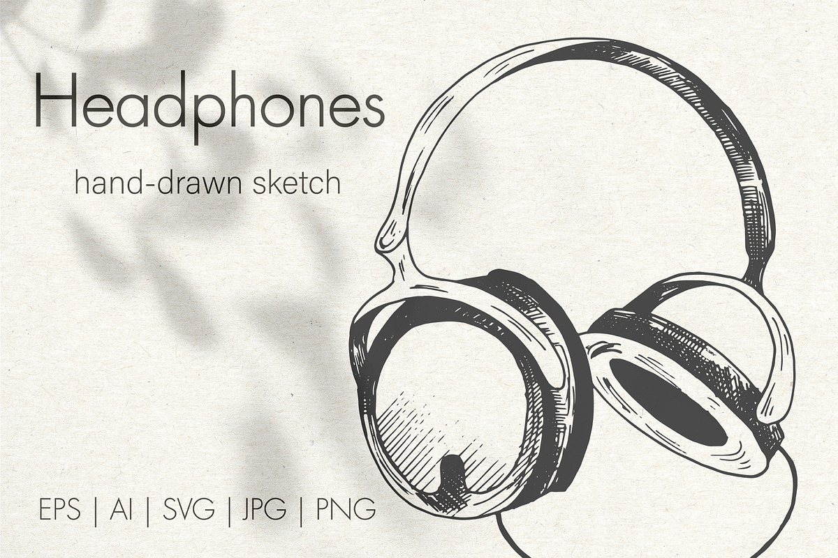 Headphones. Hand-drawn sketch, an Illustration by Canatic (Photo 1 of 5)