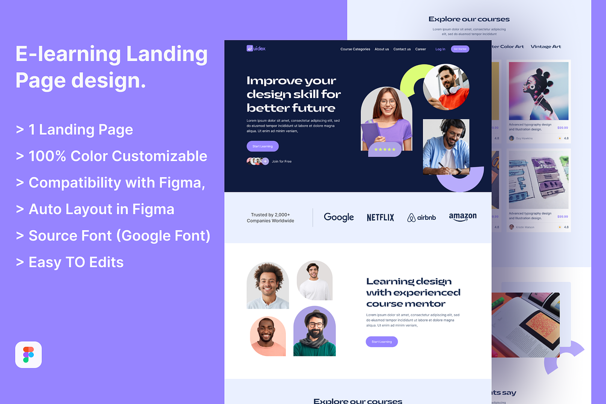 E-Learning Landing page Design, a Landing Page Template by UiDex (Photo 1 of 4)