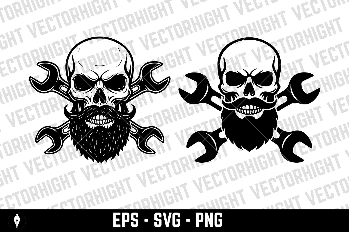 Skull mascot with crossed wrenches, a Person Illustration by Vectorhight (Photo 3 of 3)