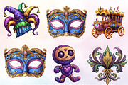 Mardi Gras Sublimation Clipart, an Illustration by Watercolor design (Thumbnail 3 of 4)
