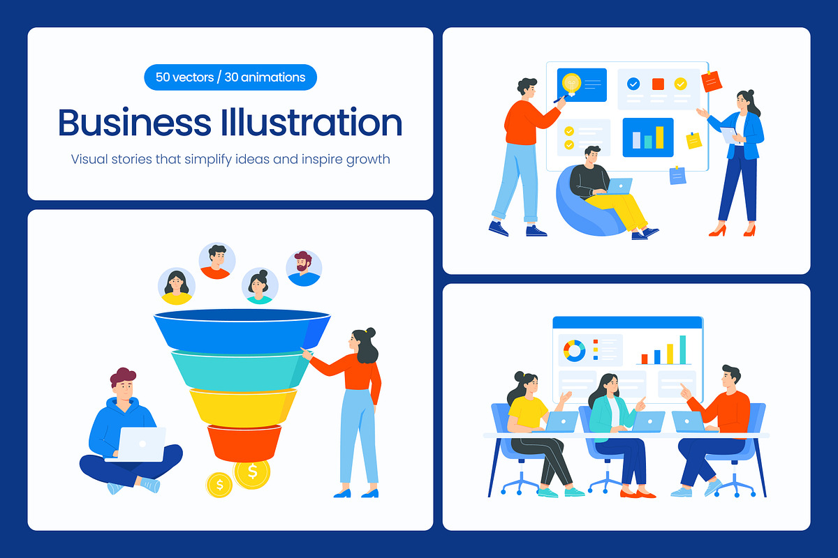 80 Business Illustrations Bundle, a Finance Illustration by Brickclay (Photo 1 of 11)