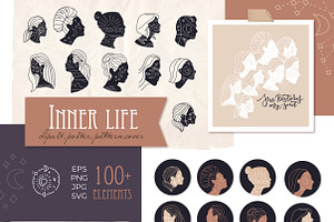 Inner life - Line art Space Faces