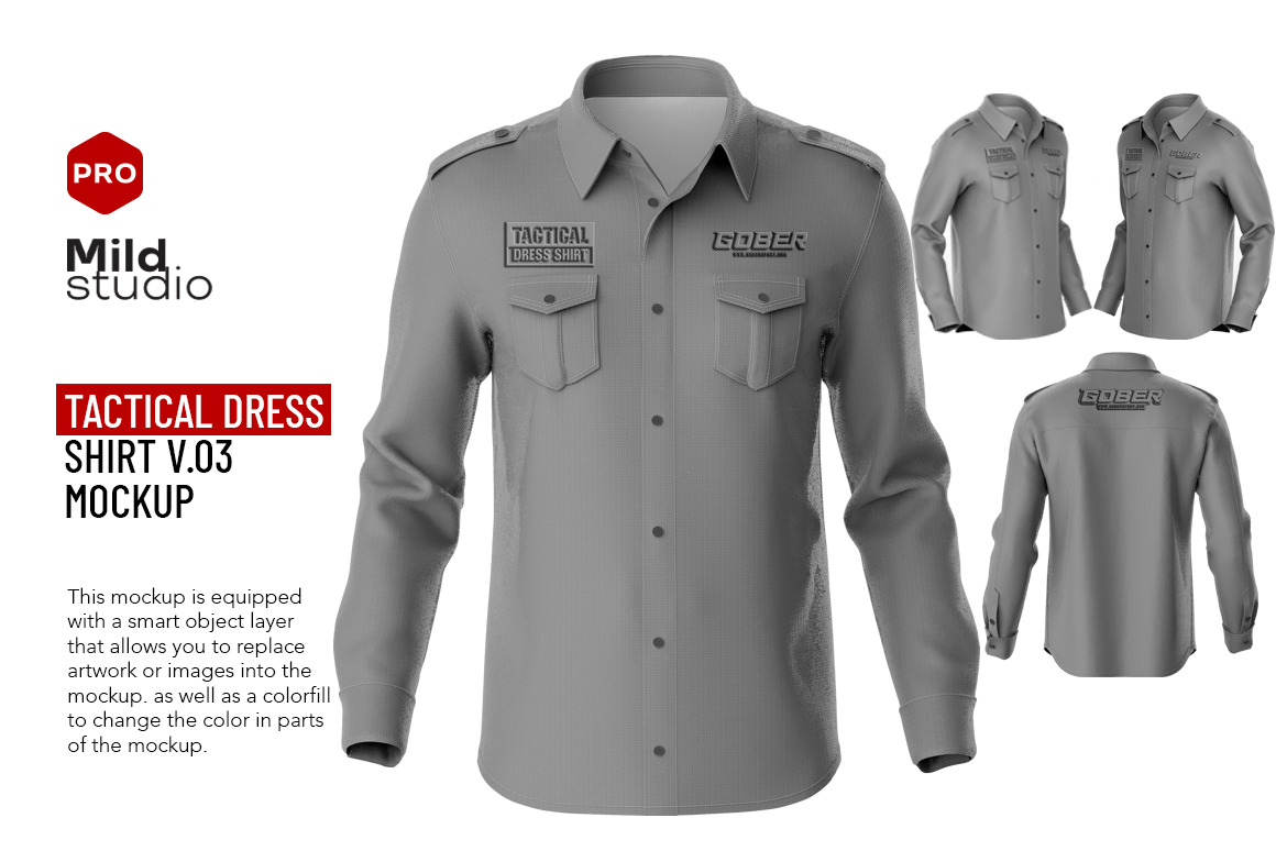 Tactical Dress Shirt V.03 Mockup, a Shirt Mockup by Mildstudio