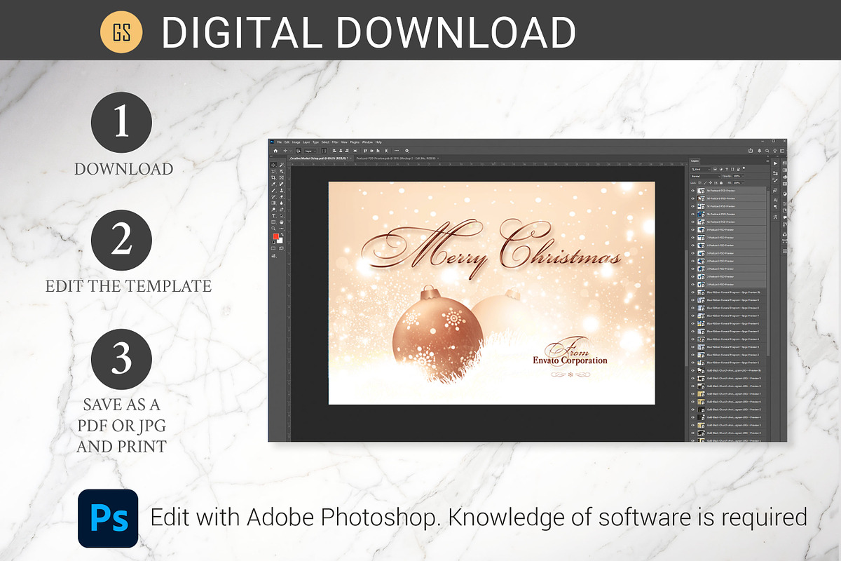 Merry Christmas Postcard Photoshop, a Flyer Template by Godserv Designs (Photo 11 of 12)