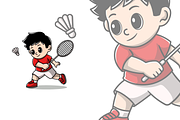 Cute boy playing badminton cartoon 4, a Sport Illustration by garistipis (Thumbnail 3 of 3)