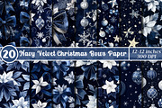 Navy Christmas Bows Digital Paper, a Pattern Graphic by SinaCreation (Thumbnail 1 of 5)