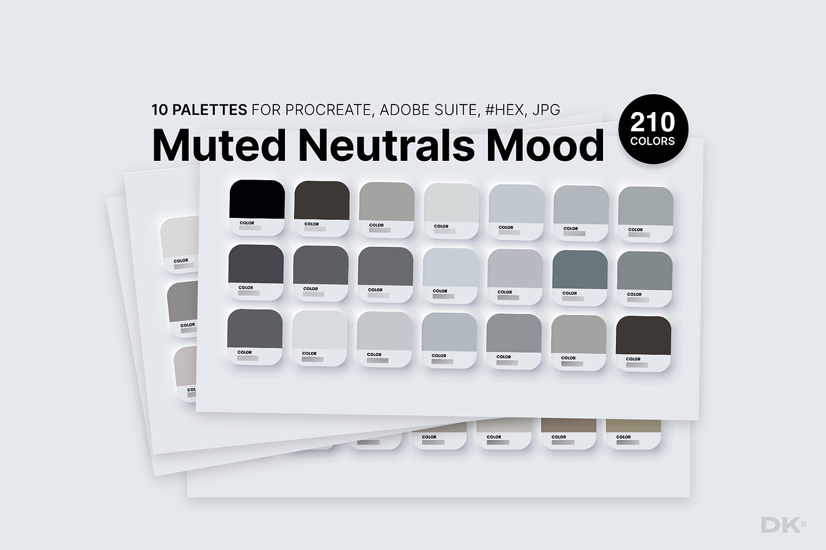 Neutral Procreate Color Palette, a Palette Add-On by Designer's Kit Co (Photo 1 of 10)