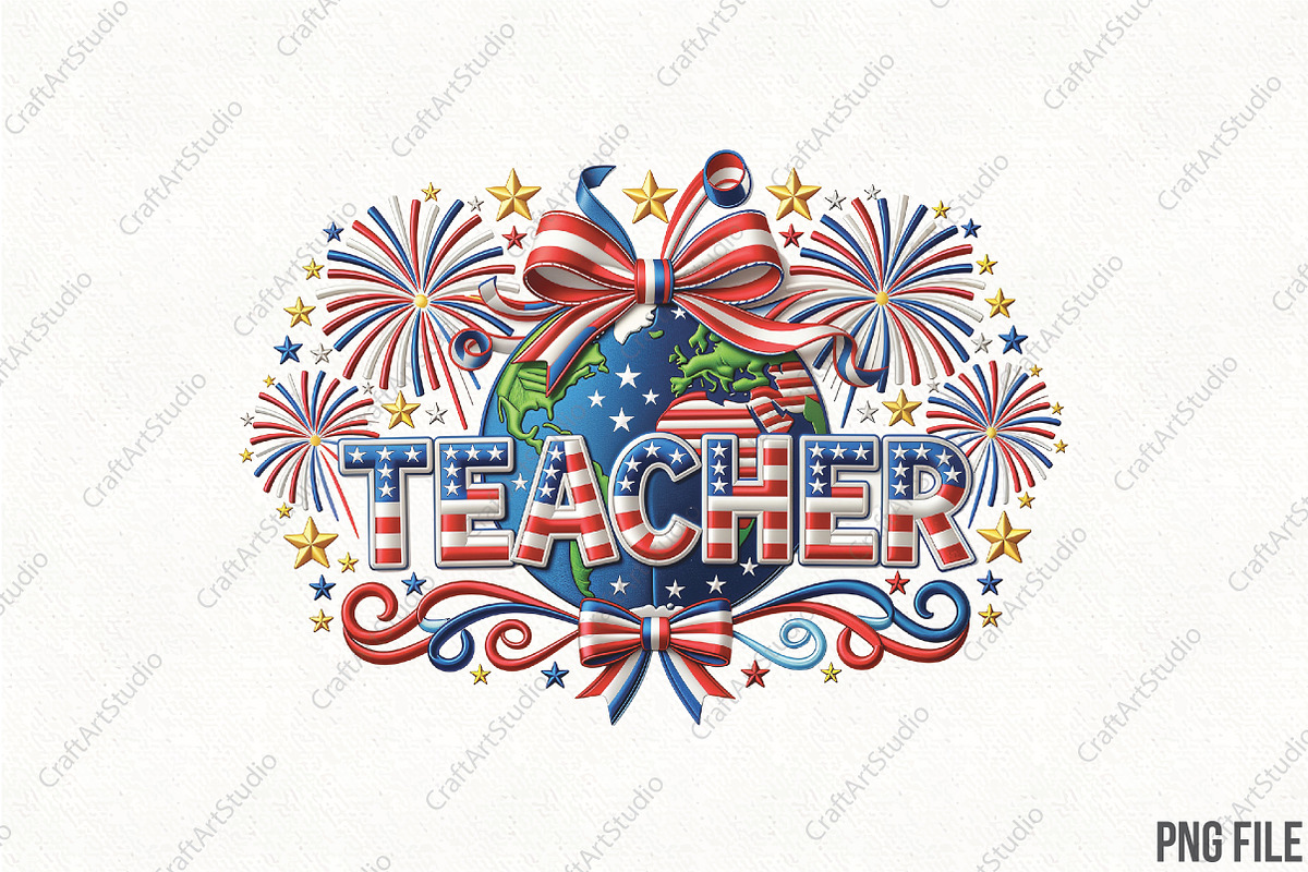 4th of July Teacher Png, an Illustration by CraftArtStudio (Photo 1 of 4)
