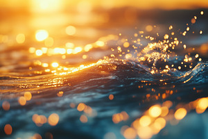 Close-up of ocean waves with sparkling sunlight reflecting on the water surface, a Photo by Textures & Backgrounds