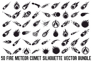 Fire Meteor Comet Silhouette Bundle, an Illustration by Designs_River