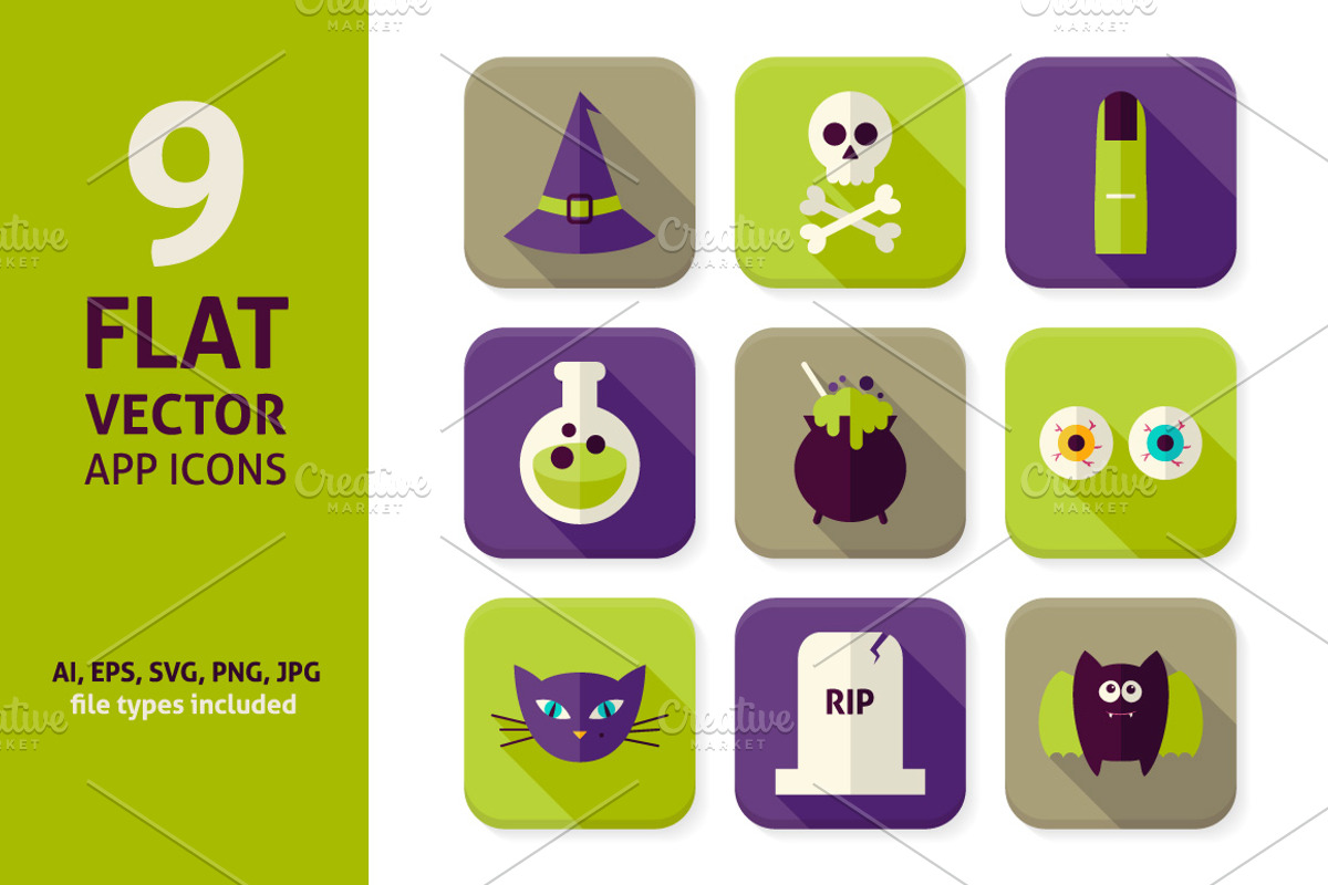 Halloween Vector Flat App Icons, an Icon by Anna_leni (Photo 3 of 7)