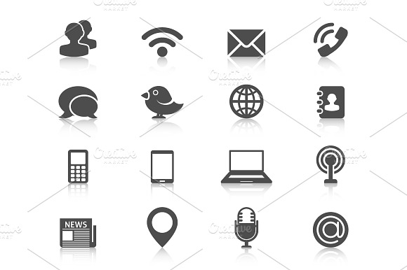 Communication Icons With Reflection