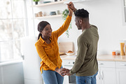 Portrait Of Joyful Black Millennial Couple Having Fun In Kitchen Interior, a Photo by Prostock-Studio (Thumbnail 1 of 2)