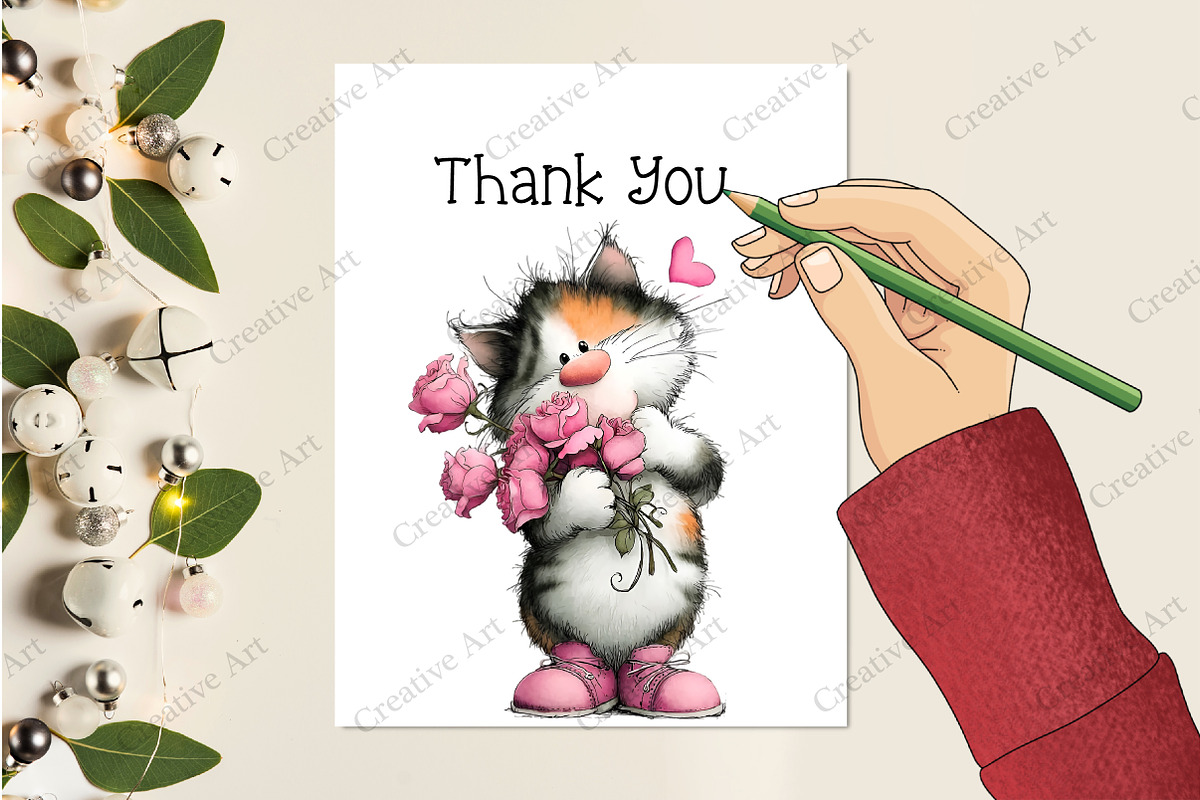 Whimsical Valentine Cat Clipart Bund, an Illustration by Creative Art (Photo 7 of 9)