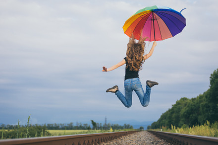 Teen girl with umbrella featuring kid, summer, and happy