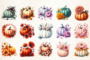 Watercolor Fall Clipart Pumpkin Peta, an Illustration by Rose Art (Thumbnail 2 of 4)