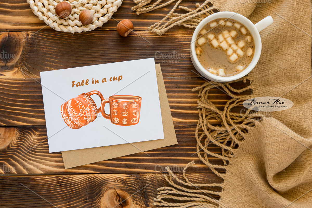 Autumn Mugs Clip Art Collection, a Seasonal Illustration by Leonaa art (Photo 10 of 13)