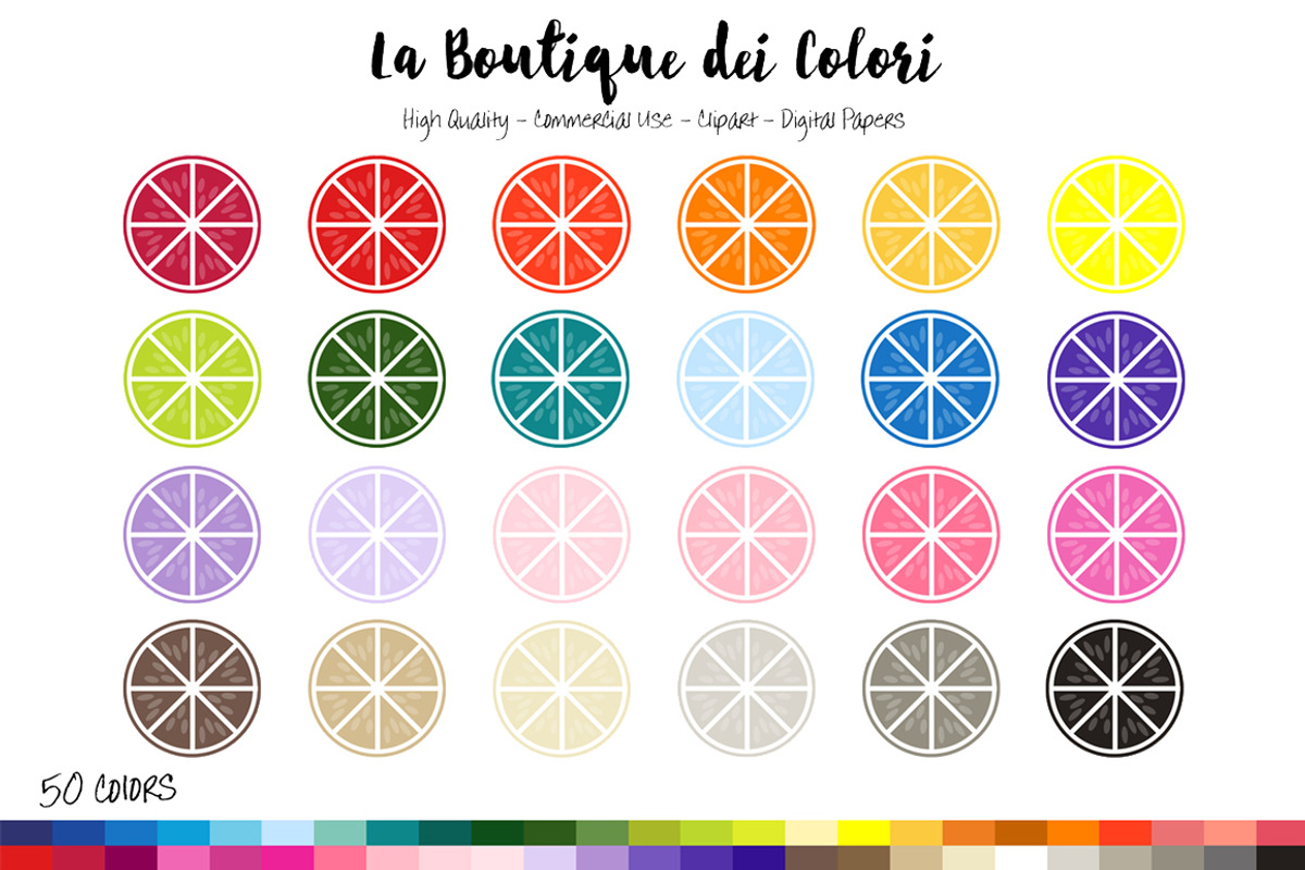 50 Rainbow Citrus Clip Art, a Food Illustration by La Boutique dei Colori