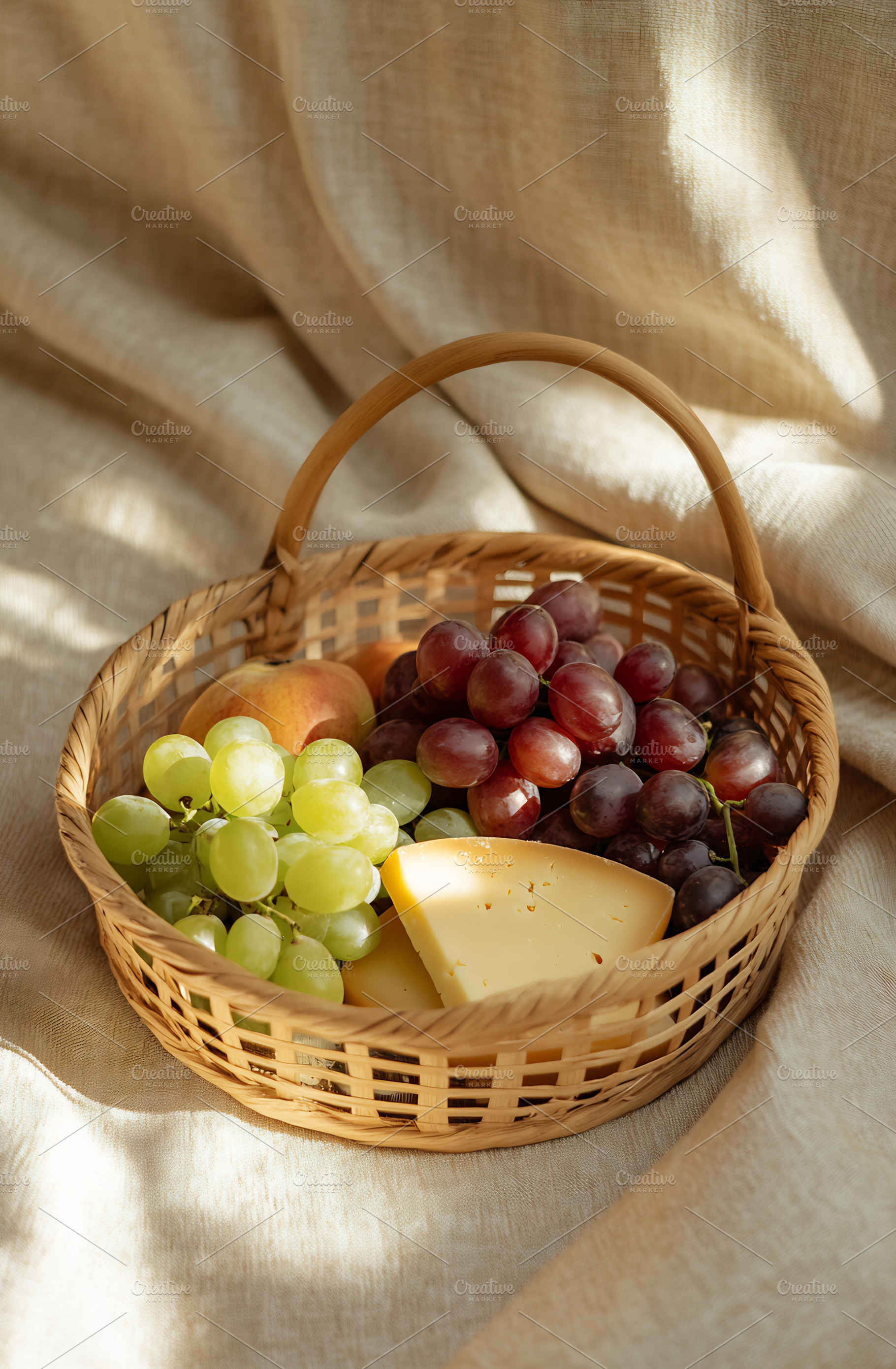 Fruit and cheese basket, a Photo by Beautiful things