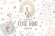 Watercolor Cute Baby Dino Collection, an Animal Illustration by MayaNavits (Thumbnail 1 of 14)