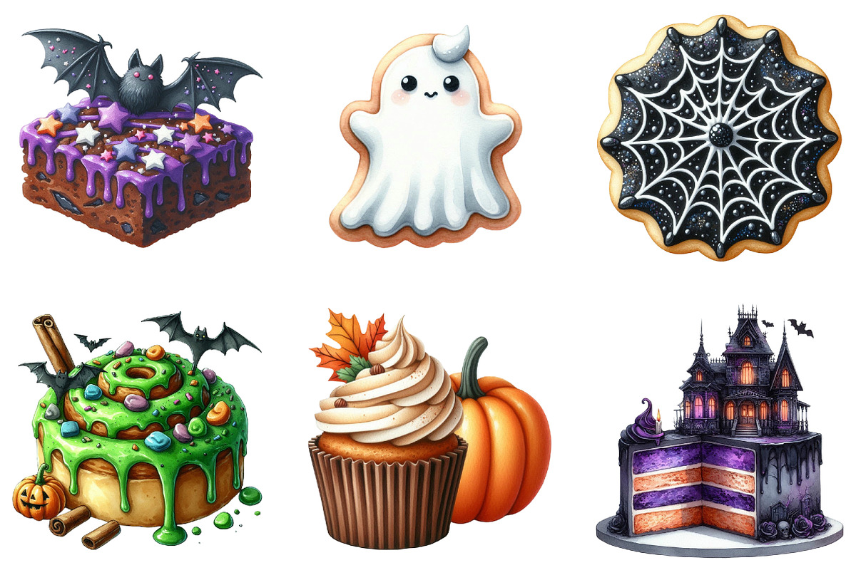 Watercolor Halloween Bakery PNG Bund, an Illustration by DreamArtGraphic (Photo 2 of 5)