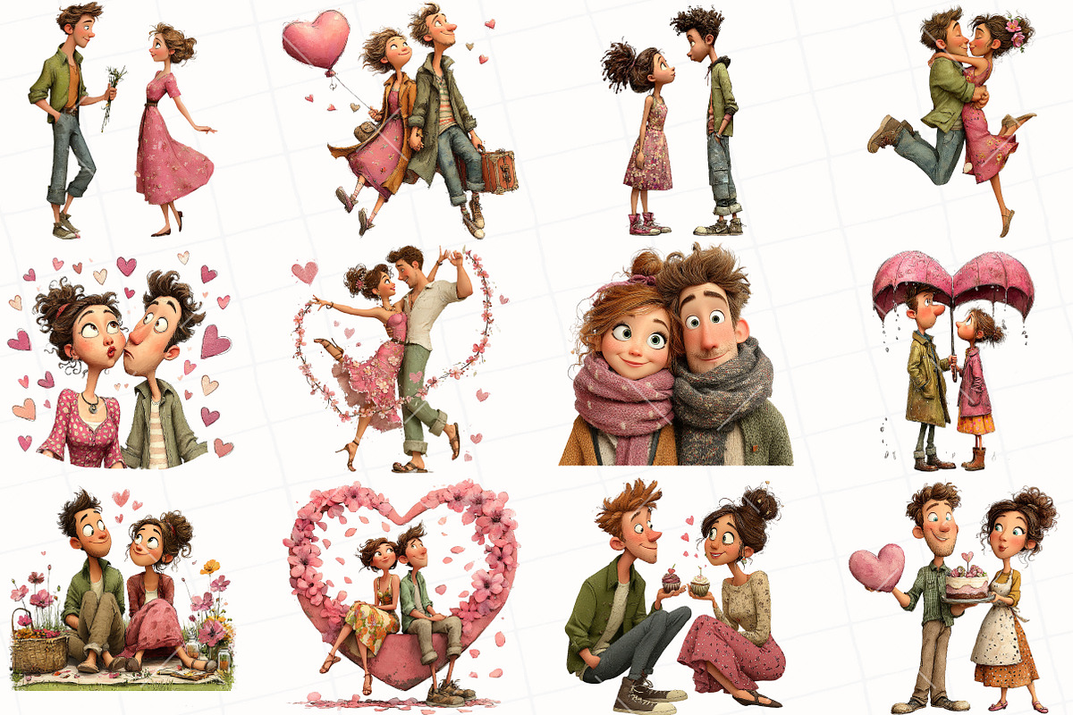 Whimsical Valentine Couple Clipart, an Illustration by OK Design (Photo 6 of 6)