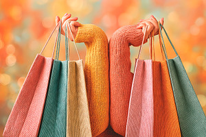 Autumn Shopping: Woman Holding, an Abstract Photo by Ocean Digital Art